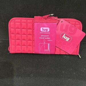 Lug Passport Travel Zip Around Pink Quilted Wallet NWT
